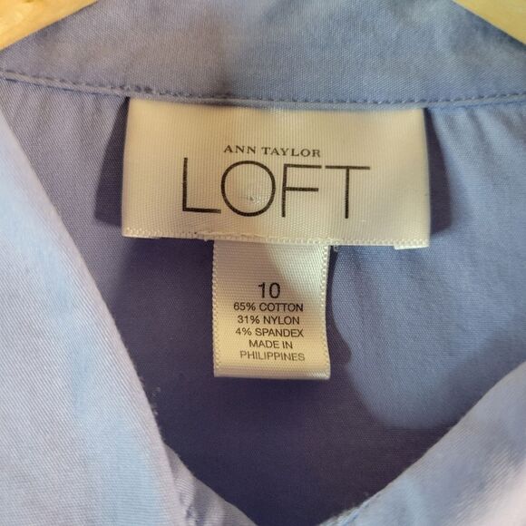 Ann Taylor LOFT Light Blue Button Down Shirt - Picture 3 of 13